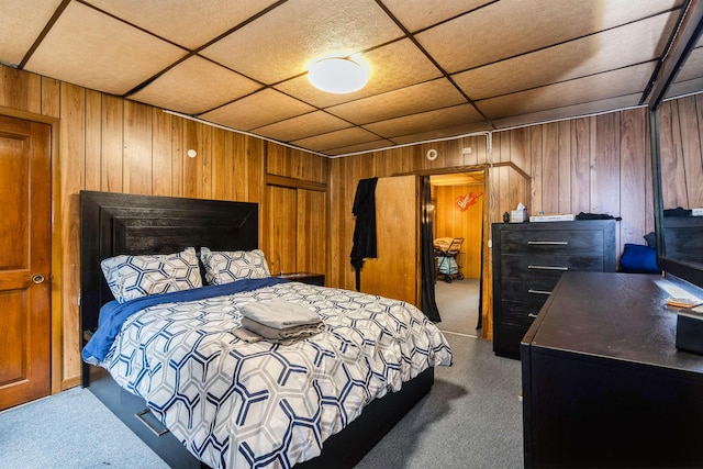 73 Laidlaw Ave, Jersey City, NJ 07306 - carpeted bedroom featuring wood walls