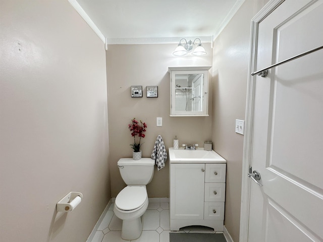 353 7th St Unit 1, Jersey City, NJ 07302 - bathroom featuring vanity, tile patterned flooring, and ornamental molding