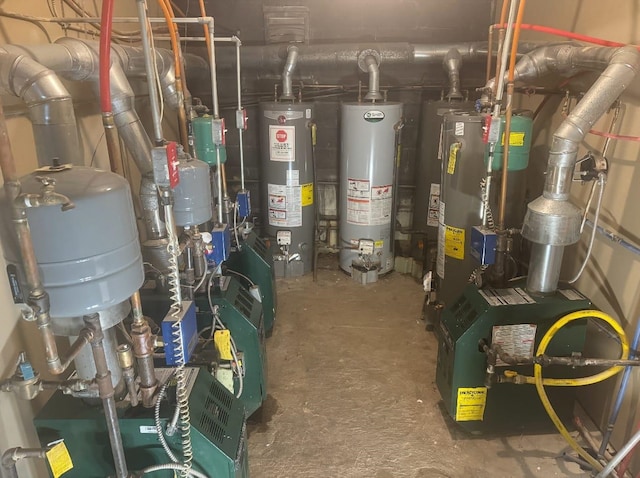 utility room featuring water heater