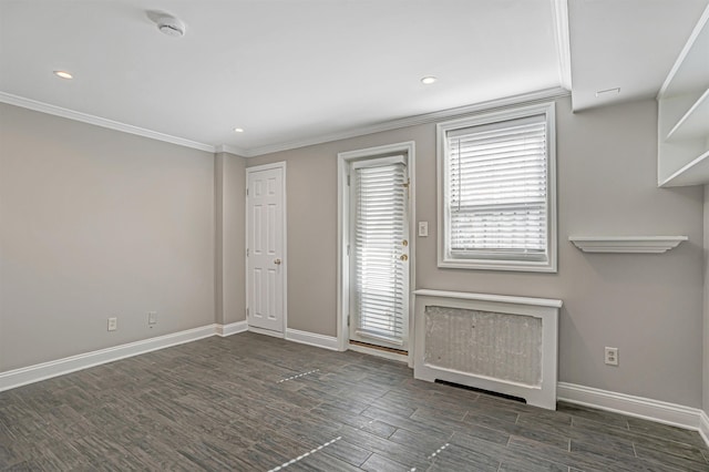 531 Bloomfield St Unit 1, Hoboken, NJ 07030 - unfurnished living room with baseboards, wood finished floors, crown molding, and recessed lighting