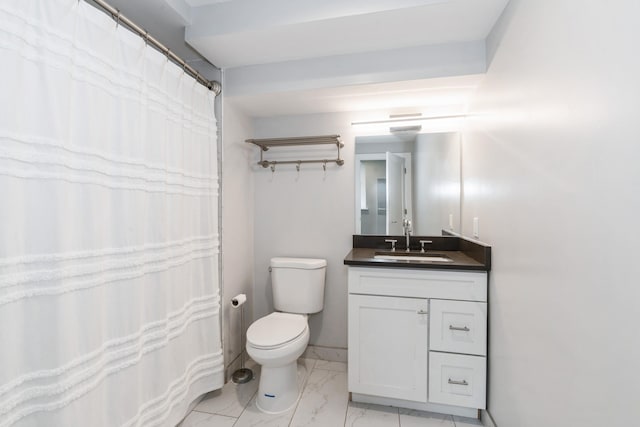 126 Delaware Ave Unit 10, Jersey City, NJ 07306 - bathroom featuring toilet, vanity, and marble look tiles