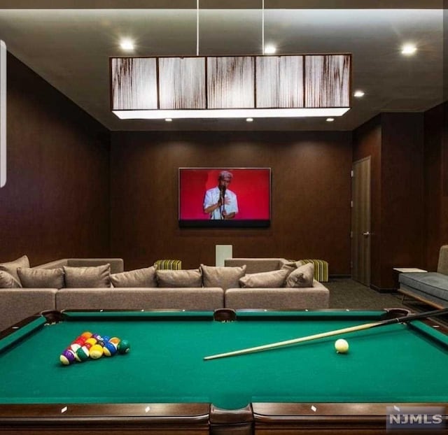 320 Adolphus Ave Unit 316, Cliffside Park, NJ 07010 - recreation room with pool table, carpet flooring, and recessed lighting