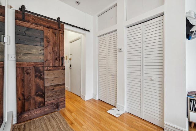 60 Monroe St Unit 8, Hoboken, NJ 07030 - hallway with a barn door and light wood-type flooring