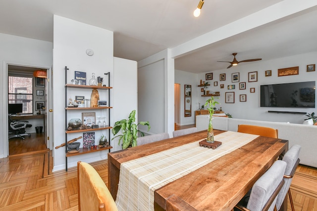 29 51st St Unit B5, Weehawken, NJ 07086 - dining space featuring a ceiling fan and an office area