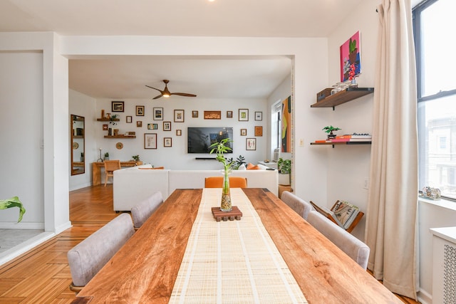 29 51st St Unit B5, Weehawken, NJ 07086 - dining area featuring a ceiling fan