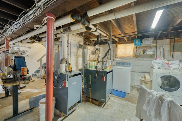 159 W 33rd St, Bayonne, NJ 07002 - unfinished below grade area with washing machine and clothes dryer and a heating unit