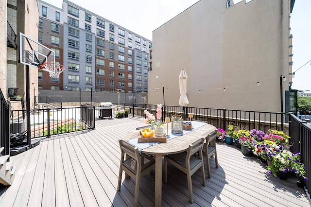 83 Montgomery St Unit 201, Jersey City, NJ 07302 - wooden deck with outdoor dining space