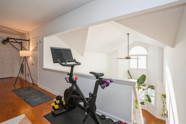 4313 Smith Ave Unit 10, North Bergen, NJ 07047 - workout area with wood finished floors and vaulted ceiling