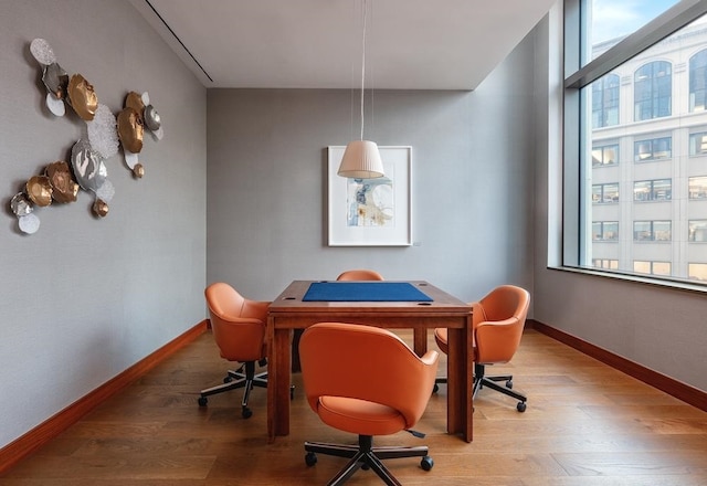 office area with hardwood / wood-style floors