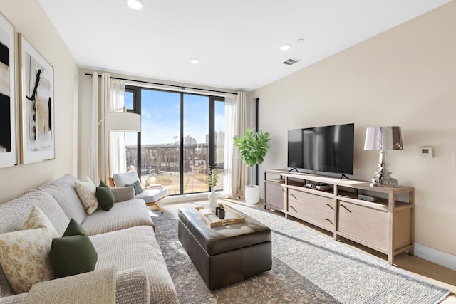 living room featuring hardwood / wood-style floors