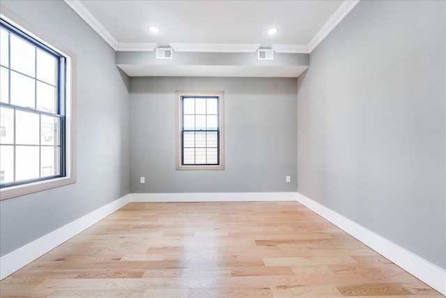 412 10th St Unit 2, Union City, NJ 07087 - spare room with baseboards, visible vents, light wood finished floors, and crown molding