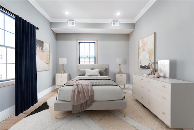 412 10th St Unit 2, Union City, NJ 07087 - bedroom featuring visible vents, recessed lighting, ornamental molding, and baseboards
