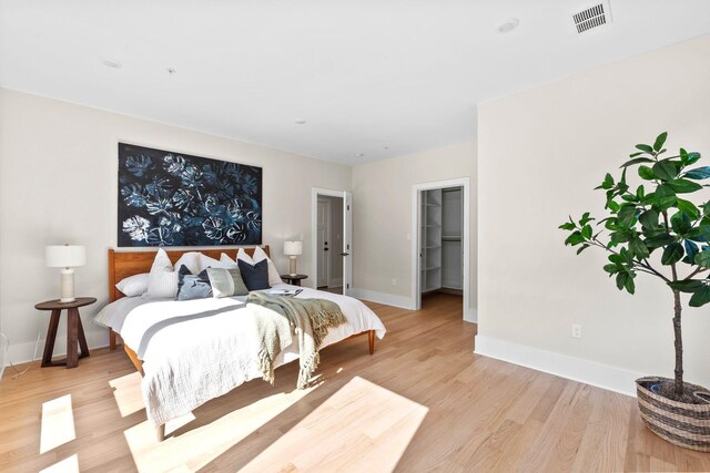 249 Bergen Ave Unit 201, Jersey City, NJ 07304 - bedroom featuring light wood finished floors, baseboards, and a walk in closet
