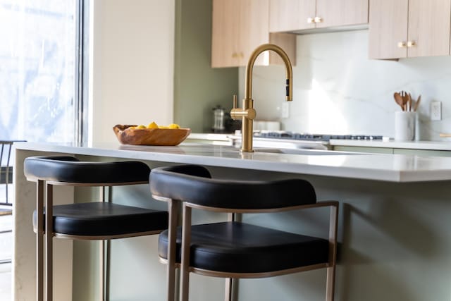 kitchen with decorative backsplash, a healthy amount of sunlight, and light countertops