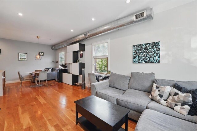 390 1st St Unit 2, Jersey City, NJ 07302 - living area with light wood-type flooring and recessed lighting