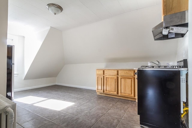 12 W 31st St, Bayonne, NJ 07002 - additional living space featuring dark tile patterned floors, lofted ceiling, and baseboards