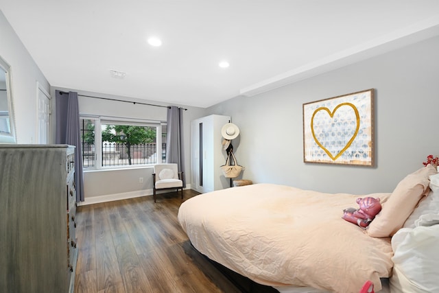 4 Sherman Ave Unit 1, Jersey City, NJ 07307 - bedroom featuring dark wood-style flooring and recessed lighting