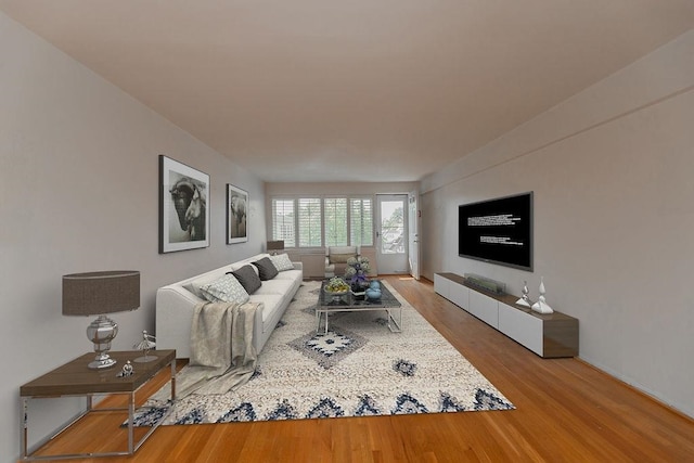 living room with hardwood / wood-style flooring