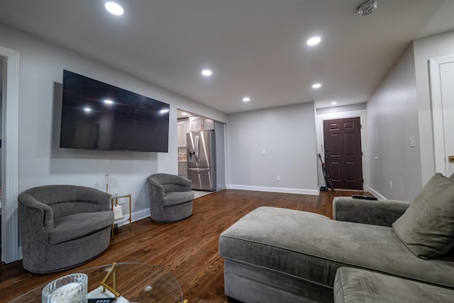 327 71st St Unit 1E, Guttenberg, NJ 07093 - living room with dark wood-type flooring, recessed lighting, and baseboards