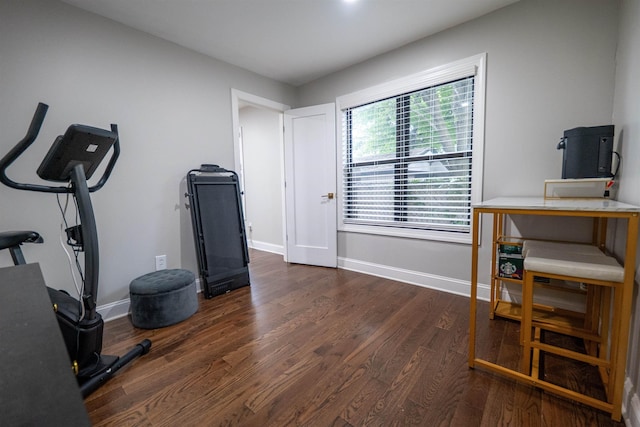 327 71st St Unit 1E, Guttenberg, NJ 07093 - workout area featuring baseboards and wood finished floors