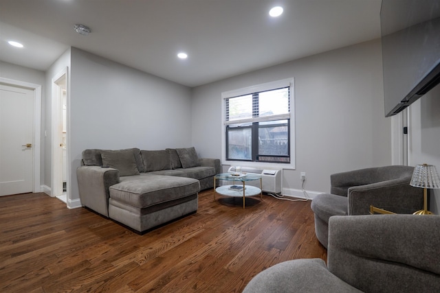 327 71st St Unit 1E, Guttenberg, NJ 07093 - living area featuring dark wood-type flooring, recessed lighting, and baseboards