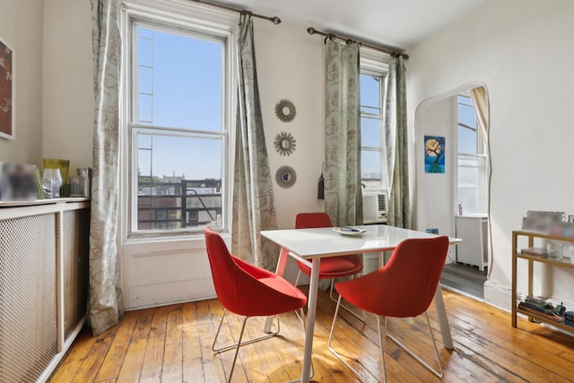 914 Washington St, Hoboken, NJ 07030 - dining area with hardwood / wood-style floors and cooling unit