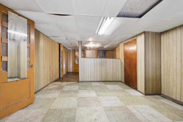 914 Washington St, Hoboken, NJ 07030 - finished basement featuring wood walls, light flooring, and a drop ceiling