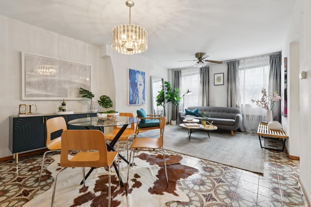 914 Washington St, Hoboken, NJ 07030 - dining room with a chandelier and a ceiling fan