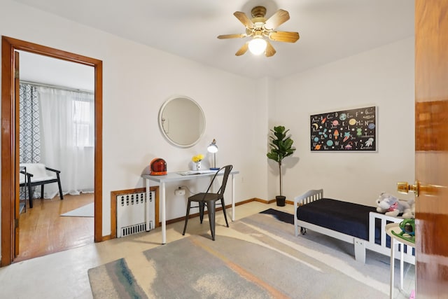 914 Washington St, Hoboken, NJ 07030 - office area featuring radiator heating unit and ceiling fan