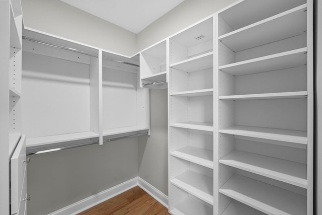 spacious closet with wood finished floors