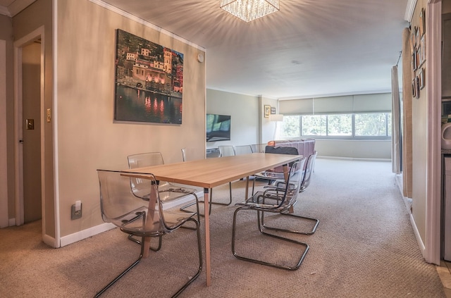 1 Claridge Dr Unit 310, Verona, NJ 07044 - dining space with carpet floors, crown molding, and a chandelier