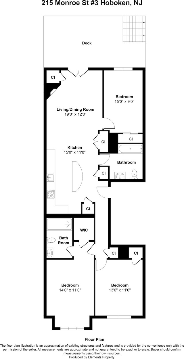 215 Monroe St Unit 3, Hoboken, NJ 07030 - view of floor plan / room layout