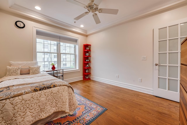 215 Monroe St Unit 3, Hoboken, NJ 07030 - bedroom with crown molding, wood finished floors, ceiling fan, and recessed lighting