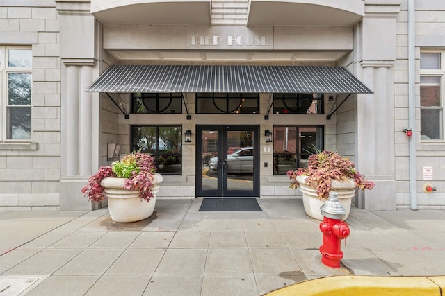 property entrance with french doors