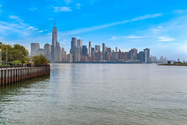 view of water feature featuring a view of city