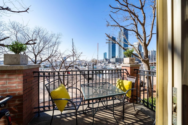 balcony with a city view