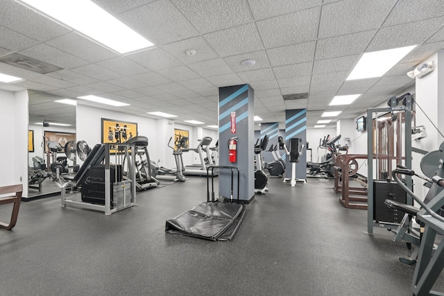 340 Harmon Cove Tower 340, Secaucus, NJ 07094 - exercise room featuring a paneled ceiling