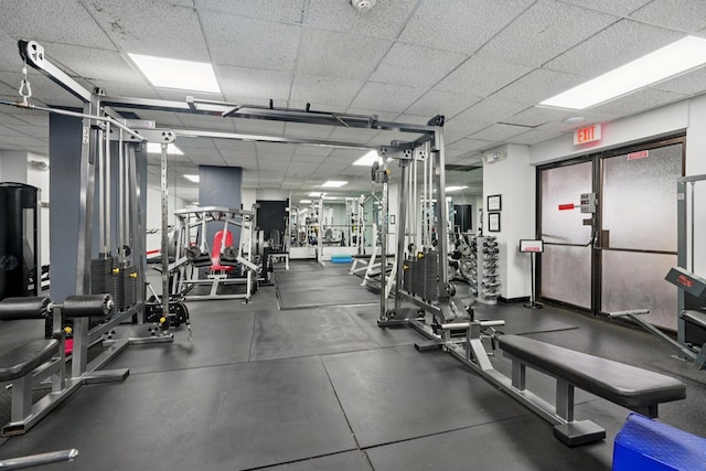 340 Harmon Cove Tower 340, Secaucus, NJ 07094 - gym featuring a paneled ceiling