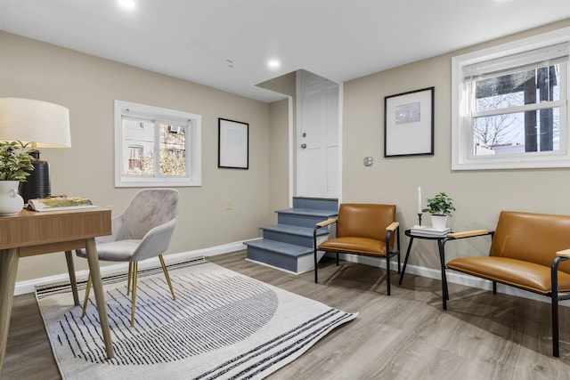 office space featuring light hardwood / wood-style flooring