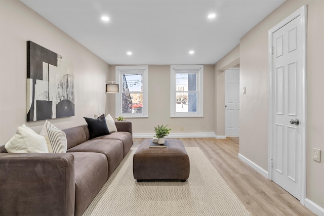 living room with light wood-type flooring