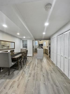 dining room with light wood-type flooring