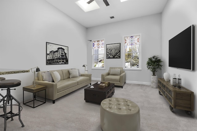 139 Morris St Unit 7, Jersey City, NJ 07302 - carpeted living room with a skylight and baseboards