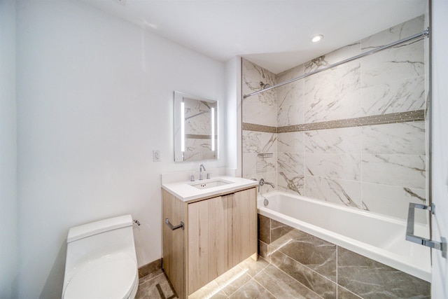 800 Ave At Port Imperial Unit 323, Weehawken, NJ 07086 - bathroom with vanity, tiled shower / bath combo, and recessed lighting