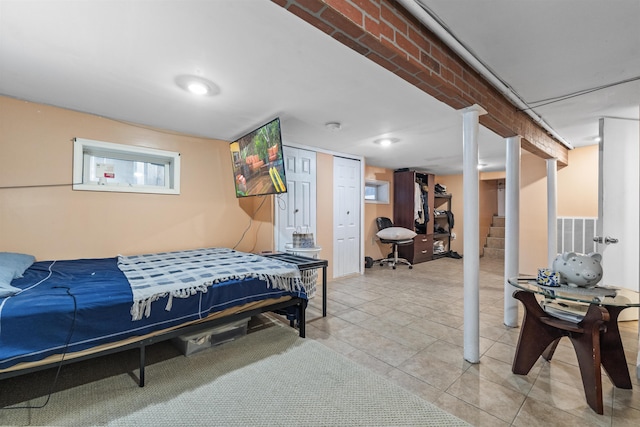 1501 41st St, North Bergen, NJ 07047 - bedroom featuring light tile patterned flooring and a closet