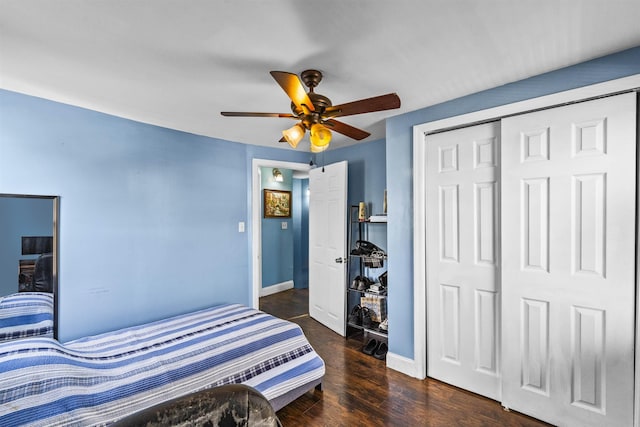 1501 41st St, North Bergen, NJ 07047 - bedroom with a closet, a ceiling fan, and wood finished floors