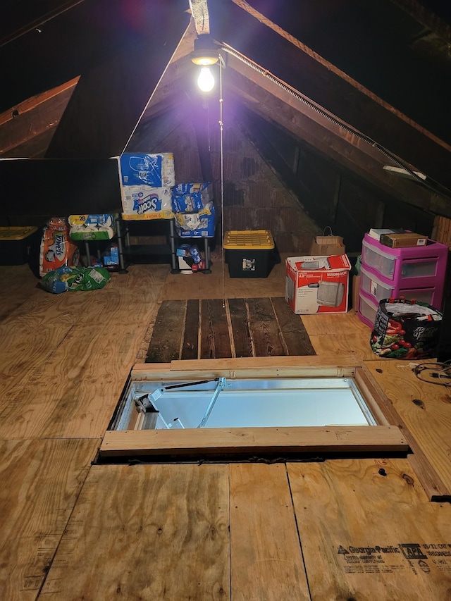 view of unfinished attic