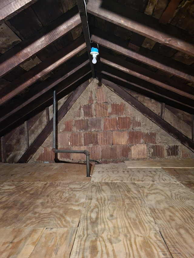 view of unfinished attic