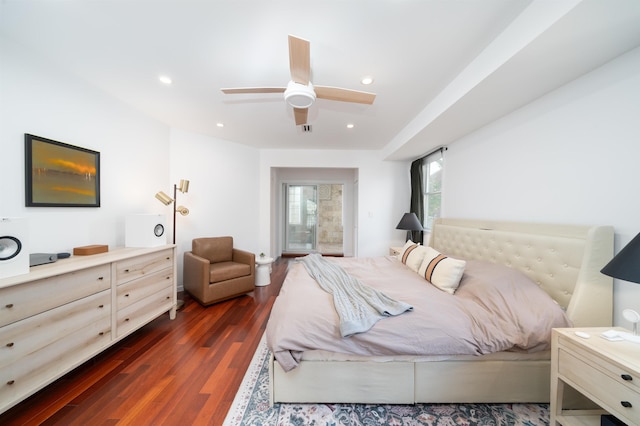 25 Poplar St, Jersey City, NJ 07307 - bedroom with dark wood-style floors, a ceiling fan, and recessed lighting