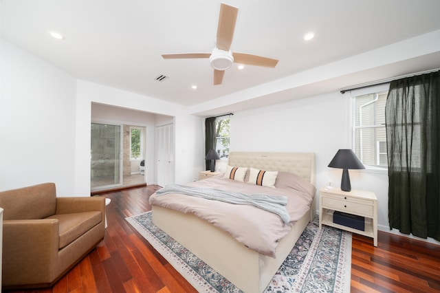 25 Poplar St, Jersey City, NJ 07307 - bedroom featuring recessed lighting, wood finished floors, and ceiling fan