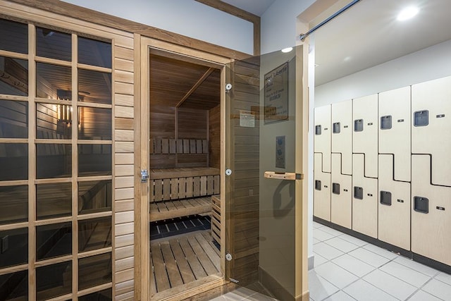 view of sauna / steam room featuring tile patterned flooring